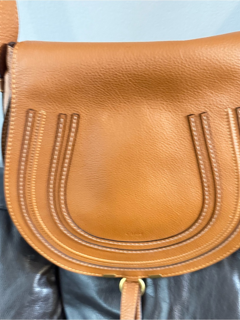 Chloe Marcie Saddle Crossbody Bag in Cognac Brown